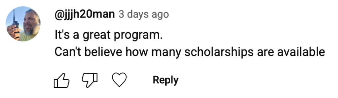 Screenshot from a family surprised by how many scholarship opportunities were available.