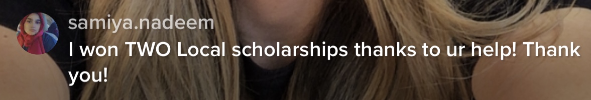 Screenshot sharing two local scholarship wins.